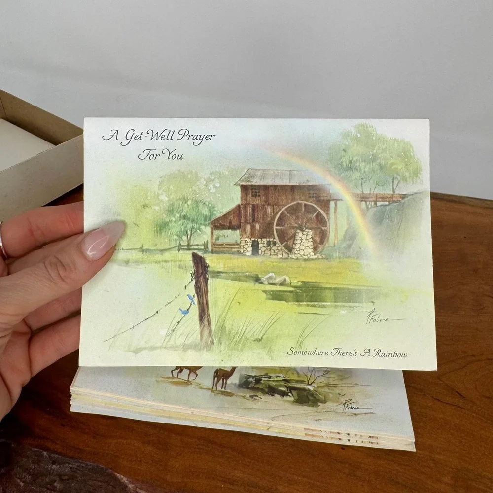 Vintage Sunshine Line Get Well Scripture Text Cards Set of 9 Cards and Envelopes